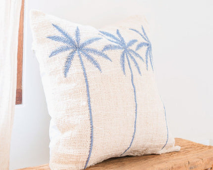 Katoenen kussenhoes Palmboompatroon – Boho geborduurd kussen – Decoratief kussen – Geborduurde kussenhoes 40x40 of 50x50 cm ANARKA