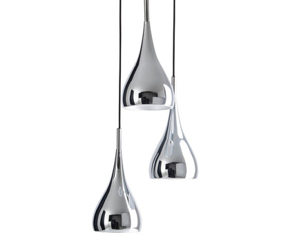 3-be hanger licht "stijl", retro klassieke hanglamp gemaakt van chroom-glanzend metaal met E27-frames, paraplu Ø16 cm, totaal Ø30 cm, ideaal voor eetkamer, woonkamer en keuken.