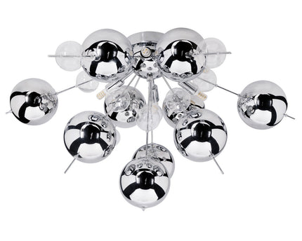 Plafondlamp "explosie" chroom gemaakt van metaal en glas, G9 -versies, plafondlamp voor eetkamer, woonkamer, gang of kantoor, Ø57 cm