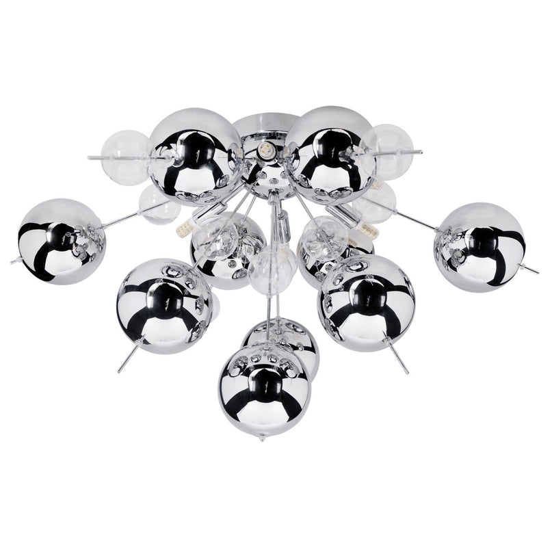 Plafondlamp "explosie" chroom gemaakt van metaal en glas, G9 -versies, plafondlamp voor eetkamer, woonkamer, gang of kantoor, Ø57 cm