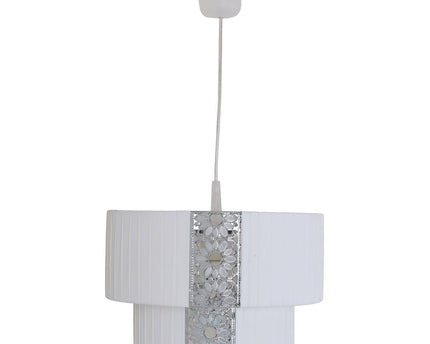 De "Pori" hanglamp tot 120 cm hoog, Ø 30 cm, gemaakt van metaal en polyester, kleur wit, e27 socket