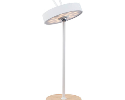 LED -batterijtafellamp magnetisch voor buiten en binnen, gemaakt van metaal en plastic in wit, 36 cm hoog