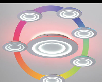 LED-plafondlicht "mirel" Ø 50 cm, 6 cm hoog, metaal en plastic in wit, geïntegreerde LED's, 2400 lm, dimmable, CCT-functie 3000-6500 K, RGB kleurverandering