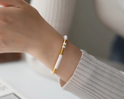 Stapelbaar geëmailleerde armbanden-wit, zwart n groen