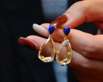 Fancy Clear Quartz Crystal Waterdrop oorbellen