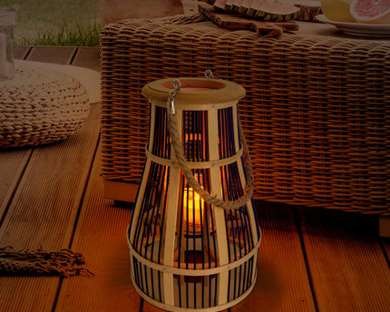 Decollicht "Korbinian" inclusief Solar Led Candle for Garden and Balcony, van Rattan in Nature, Solar Lamp Hoogte 35 cm