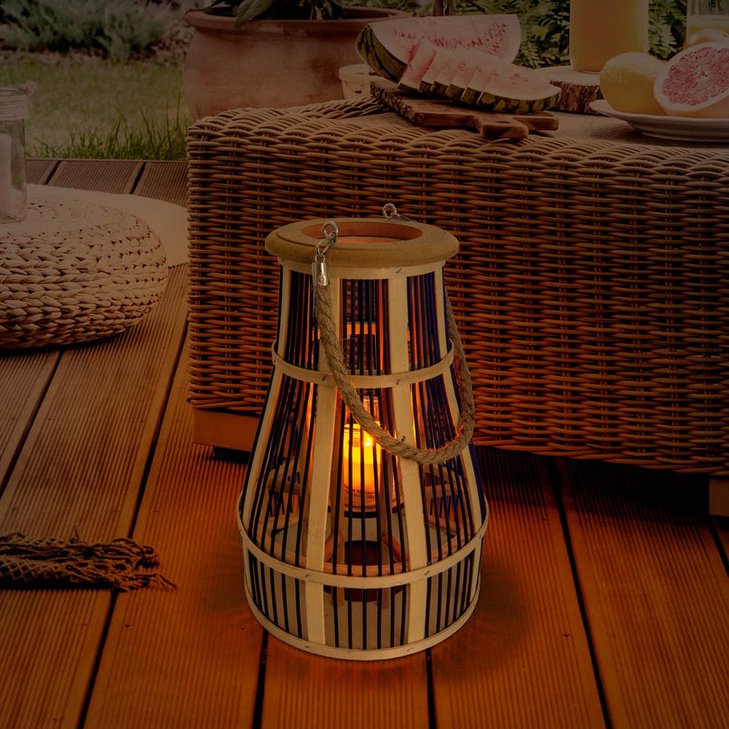 Decollicht "Korbinian" inclusief Solar Led Candle for Garden and Balcony, van Rattan in Nature, Solar Lamp Hoogte 35 cm