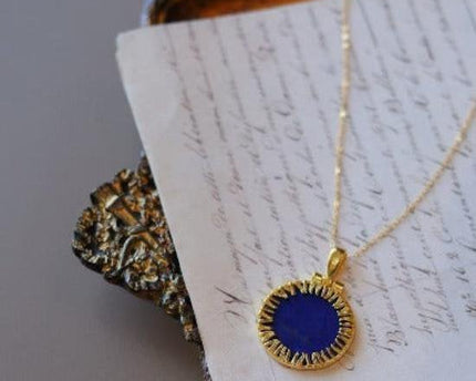 Helios lapis lazuli ronde hanger ketting