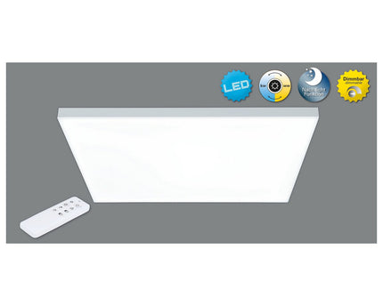 LED -paneel plafondlamp "Carente" zijlengte 45 cm, frameless, vele functies, gemaakt van metaal en plastic, witte, geïntegreerde LED's