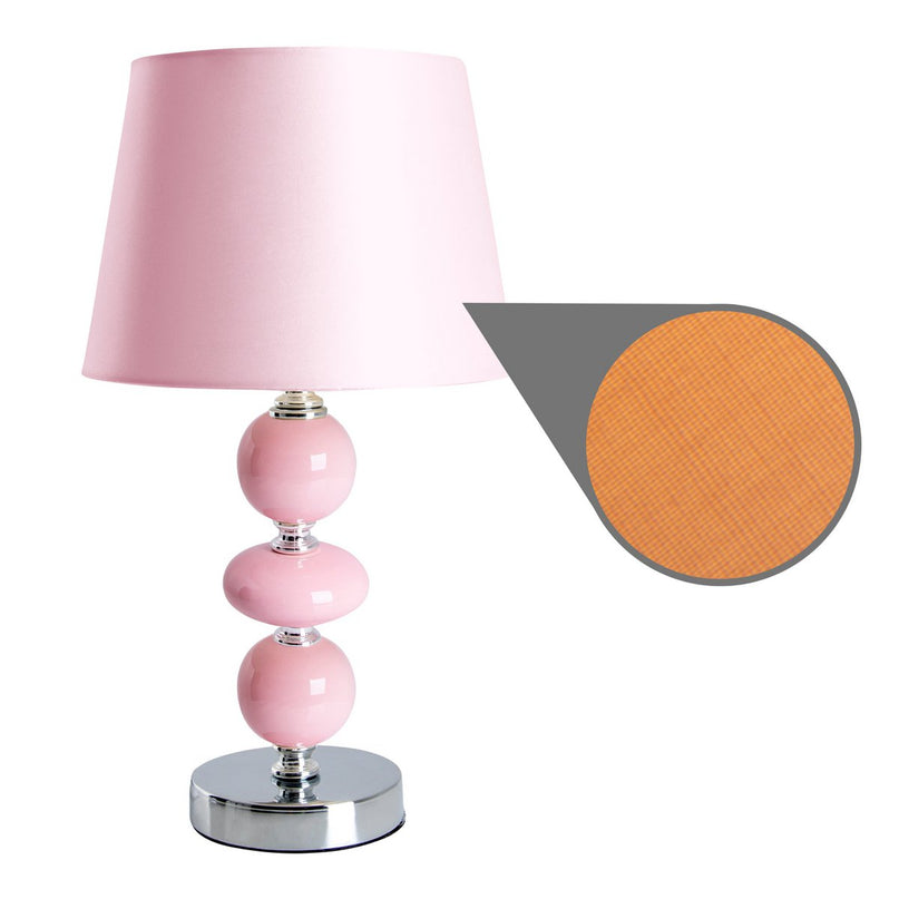 Keramische tafellamp "araga" 36 cm hoog, tafellamp gemaakt van metaal, keramiek, met tekstbladen, roze, met E14 -aansluiting, verlichting voor eetkamer, woonkamer, gang of kantoor,