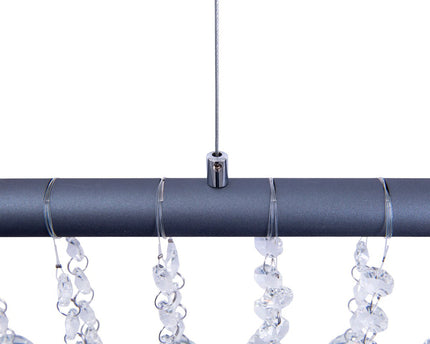 Led hanglamp "nobilis" lengte ongeveer 100 cm, gemaakt van metaal en plastic in grijs, met stevig gebouwd -in LED's, verlichting voor woonkamer, eetkamer of kantoor