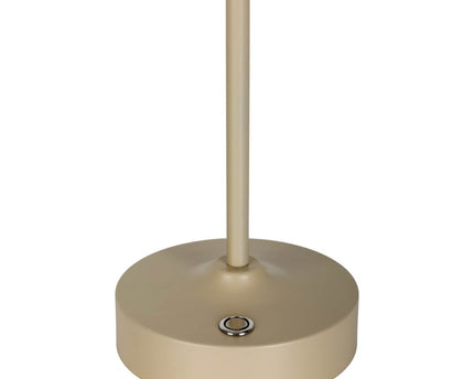 LED -batterij/ tafellamp "Pina" 30 cm hoog, gemaakt van metaal (beige) en glas (wit), geïntegreerde LED's, warm wit