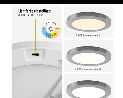LED -plafondlamp "bonus", functie, metalen plafondlamp en plastic, ringen in chroom en wit kunnen worden gewijzigd, met stevig ingebouwde LED's, 22,5 cm diameter