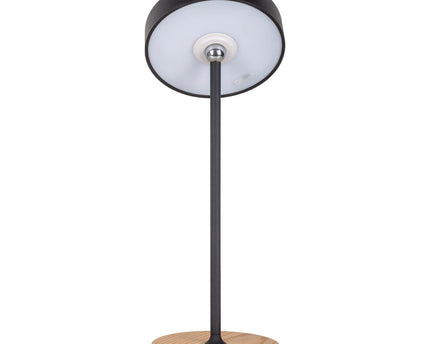 LED -batterijtafellamp magnetisch voor buiten en binnen, gemaakt van metaal en plastic in zwart, 36 cm hoog