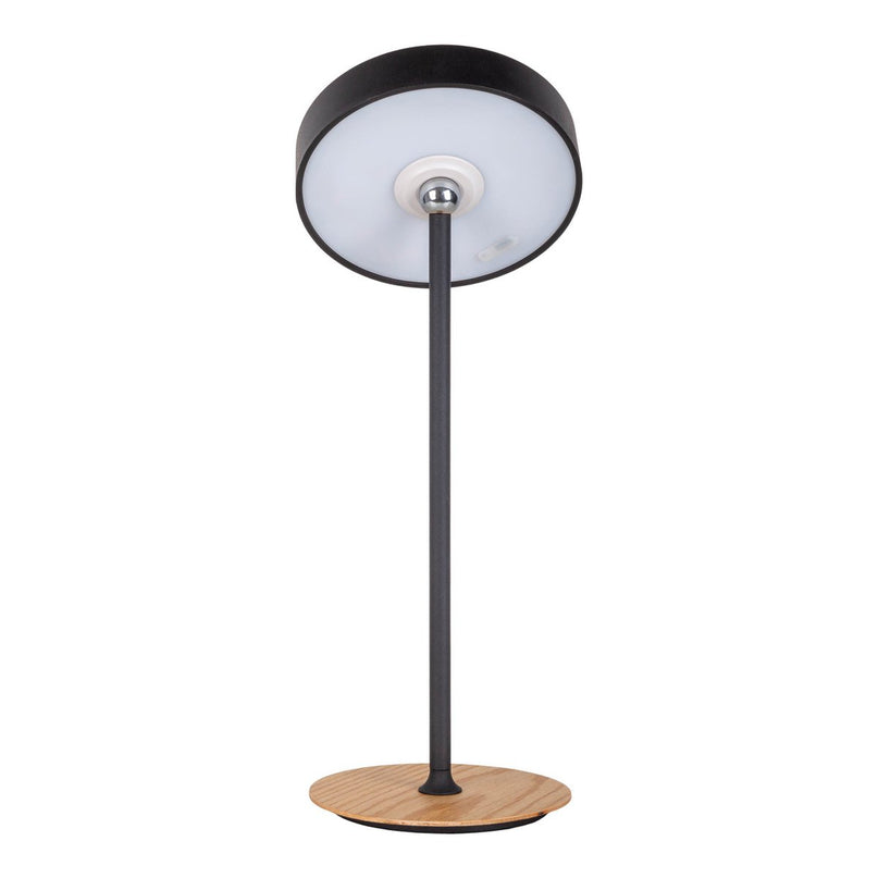 LED -batterijtafellamp magnetisch voor buiten en binnen, gemaakt van metaal en plastic in zwart, 36 cm hoog