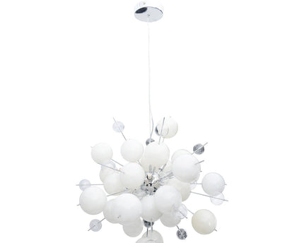 Hanger lamp "explosie" wit gemaakt van metaal en glas, G9 -versies, voor eetkamer, woonkamer, gang of kantoor, hangende lamp ØCA 65 cm