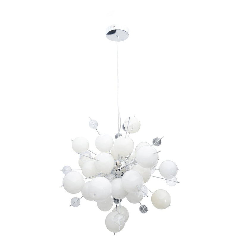 Hanger lamp "explosie" wit gemaakt van metaal en glas, G9 -versies, voor eetkamer, woonkamer, gang of kantoor, hangende lamp ØCA 65 cm