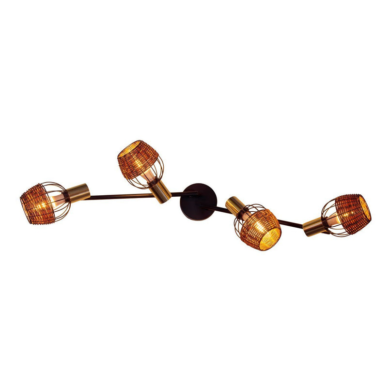4 plafondlamp "Corbis", metalen plek in zwart en goud, met E14 -aansluiting, voor eetkamer, woonkamer, gang of kantoor, plafondlamp, 78 cm lang