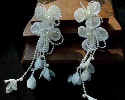 Lace Flower Crystal Bruidsoorbellen-Geen piercing