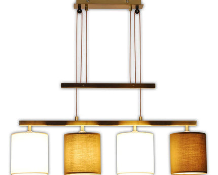 4 hanglamp "tilde", klassieke metalen slinger lamp in bruin en beige, met E27 -versies, hanglamphoogte verstelbaar en 86 cm lang, ideaal als eetkamerlicht