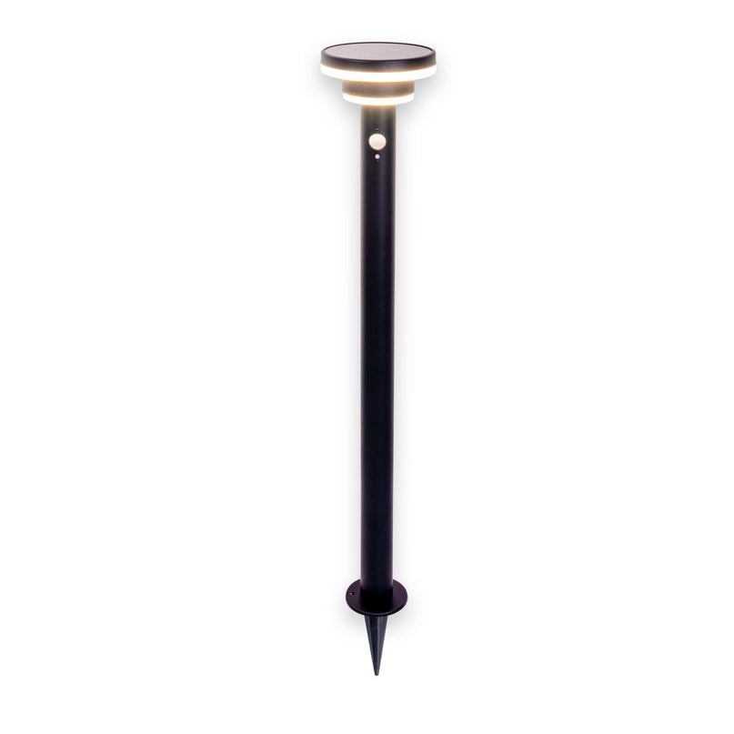 Led Solar Standing Lamp "Nora" met Earth Skeer, voor buiten, metaal en plastic aarde spies in het zwart, met geïntegreerde LED