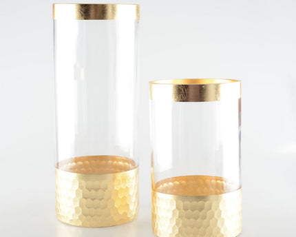 Transparante en gouden vaas H30cm