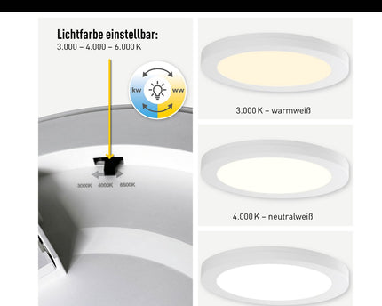 LED-plafondlamp "bonus" Ø21,7 cm, functionele lichtinstallatie en structuur mogelijk, plafondlamp gemaakt van metaal en plastic in wit, met stevig ingebouwde LED's, waaronder CCT-kleurwisselaar