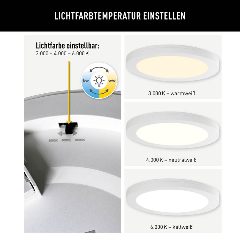 LED-plafondlamp "bonus" Ø21,7 cm, functionele lichtinstallatie en structuur mogelijk, plafondlamp gemaakt van metaal en plastic in wit, met stevig ingebouwde LED's, waaronder CCT-kleurwisselaar