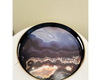 Combination: a tray, a marble candlestick, a marble vase with high-end silk fabric flowers
