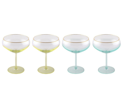 Groene en geel ijs/champagne -bekers - veel van 4