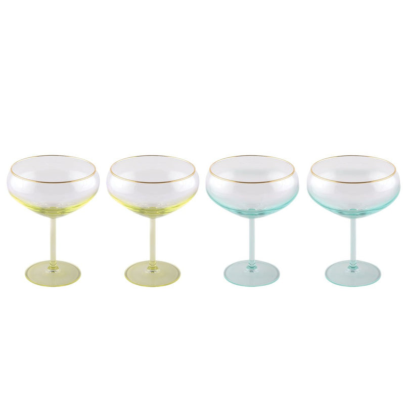 Groene en geel ijs/champagne -bekers - veel van 4