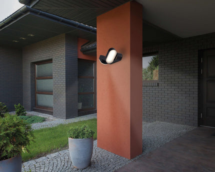 LED Outer Wall Lamp "Motus" gemaakt van metaal en plastic in het zwart, met geïntegreerde LED