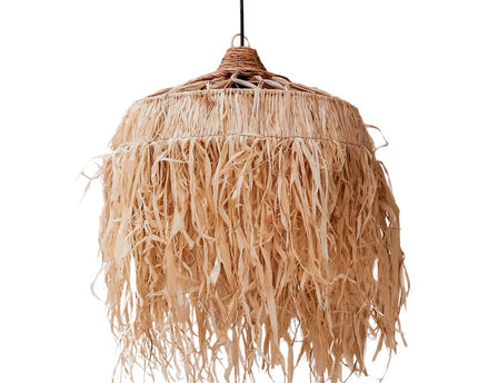 Raffialamp met lange franjes | Lampenkap | Hanglamp KAWI (2 maten)