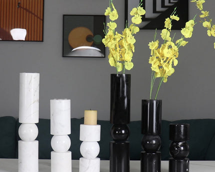 KANDELAAR | MARBLE | WHITE L H39.5cm*W8cm D 8cm Reversible for flower arrangement