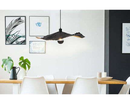 Papieren hanglamp "gek papier" Ø 56 cm gemaakt van gecoat papier in zwart, E27 Socket, verlichting voor woonkamers of kantoor