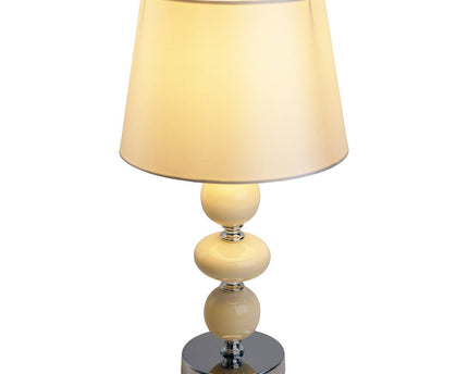 Keramische tafellamp "Araga" 36 cm hoog, tafellamp gemaakt van metaal, keramiek, met tekstbladen, beige, met E14 -aansluiting, verlichting voor eetkamer, woonkamer, gang of kantoor