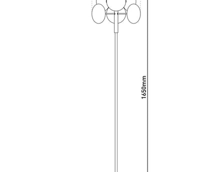 Staande lamp "Orion" rokerig, ongeveer 165 cm hoog, gemaakt van chroomkleurig, roestvrij staal en rookglas, G9-aansluiting, verlichting voor woonkamer, eetkamer of kantoor.