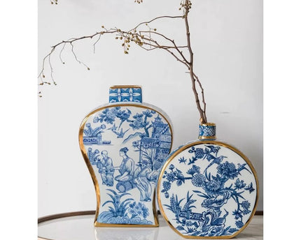 Nieuwe Chinese stijl, oosterse Parijse Delfts blauwe porselein vazen/hoge stijl