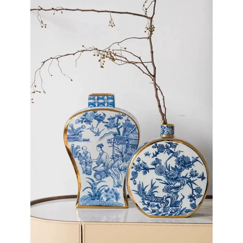 Nieuwe Chinese stijl, oosterse Parijse Delfts blauwe porselein vazen/hoge stijl