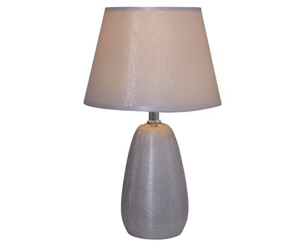 Keramische tafellamp H: 37 cm "Simly Ceramics", tafellamp gemaakt van keramiek, zilver, met E14 -aansluiting, voor eetkamer, woonkamer, gang of kantoor, 31 cm hoog