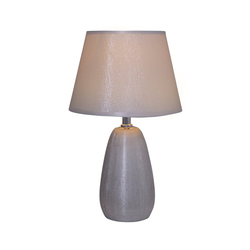 Keramische tafellamp H: 37 cm "Simly Ceramics", tafellamp gemaakt van keramiek, zilver, met E14 -aansluiting, voor eetkamer, woonkamer, gang of kantoor, 31 cm hoog