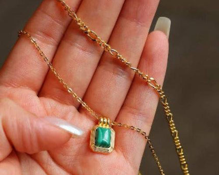 Malachiet hanger ketting met dubbele ketting