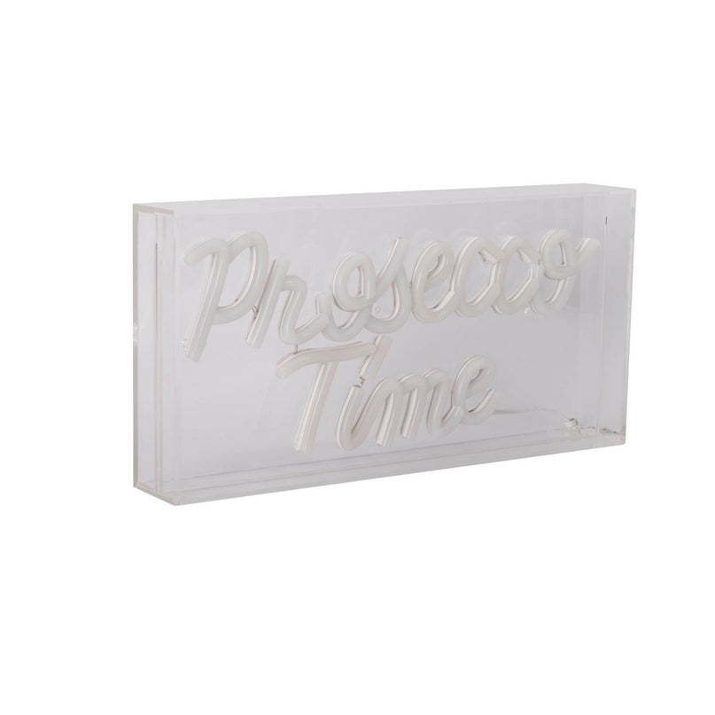 LED-lettertype Light "Prosecco Time" decoratie voor binnen 30 x 15 cm, in blauw en magenta-rood