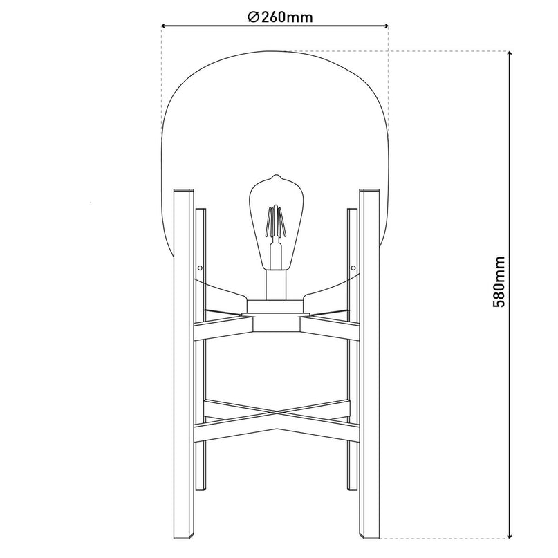 LED Socket Light "Lora" hoogte 58 cm, gemaakt van metaal en glas, gemaakt van zwart metaal en helder glas, voor binnen en buiten