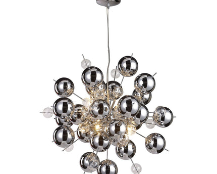 Hanger lamp "explosie" chroom gemaakt van metaal en glas, G9 -versies, hangende lamp voor eetkamer, woonkamer, gang of kantoor, Øca. 65 cm
