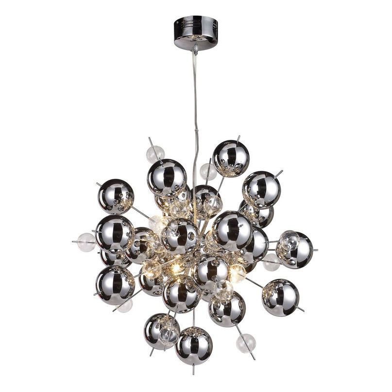Hanger lamp "explosie" chroom gemaakt van metaal en glas, G9 -versies, hangende lamp voor eetkamer, woonkamer, gang of kantoor, Øca. 65 cm