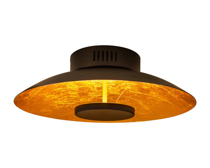 LED -plafondlamp "Firenze" metalen plafondlamp in het zwart en goud, stevig geïnstalleerd, verlichting voor woonkamer, kantoor of de toegangsstang 40 cm diameter