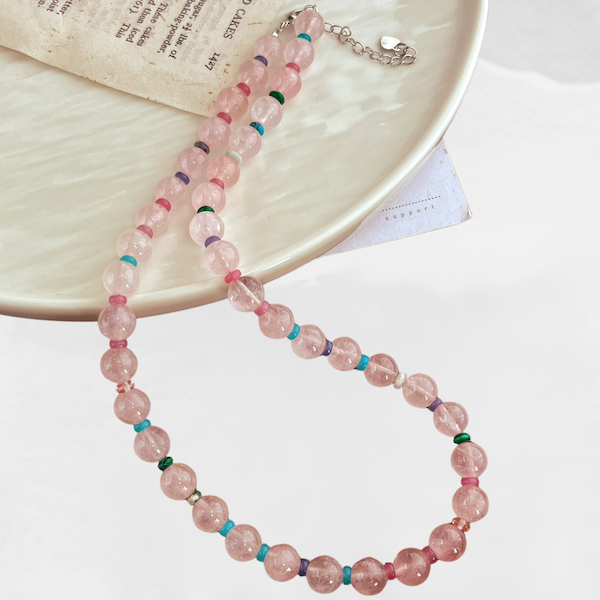 Rozenkwarts kristal dopamine kralen ketting