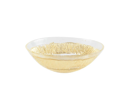 Gouden kom schreeuwend in glas 13x13x4cm - zon
