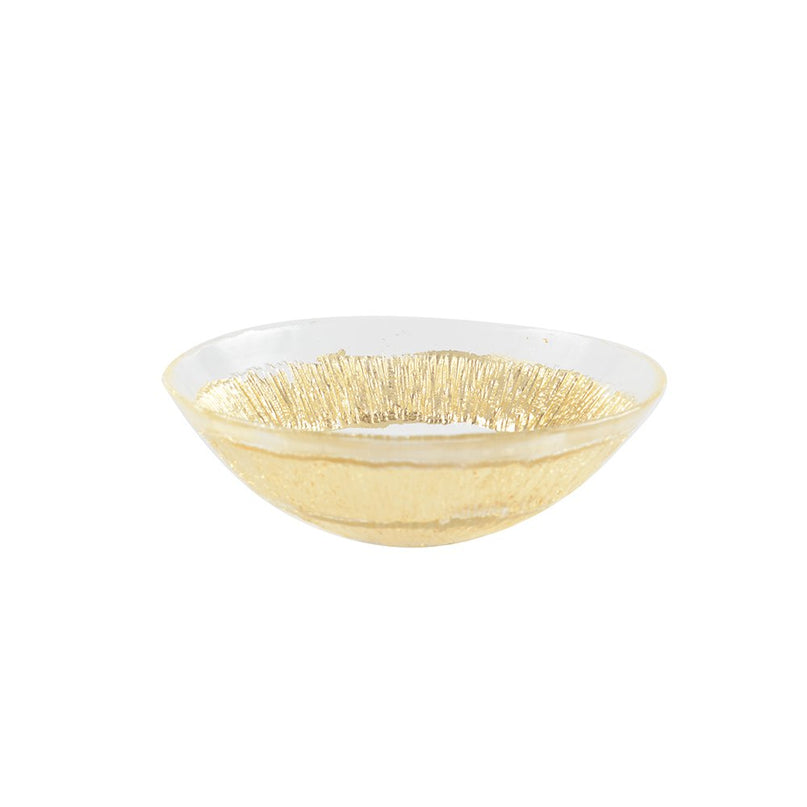 Gouden kom schreeuwend in glas 13x13x4cm - zon